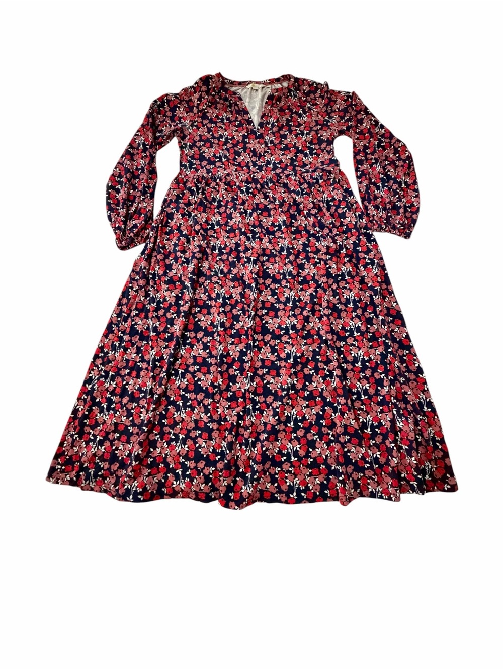 BODEN Willow Dark Floral‎ Midi Dress Size 8 Long Sleeve V-Neck Pullover Fall - Picture 4 of 16